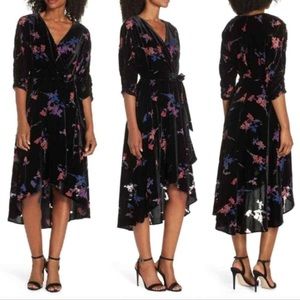 Floral Velvet Wrap Dress